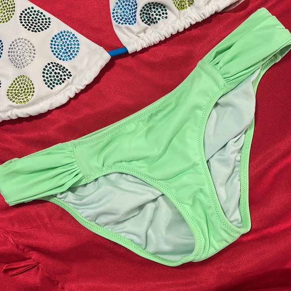S victoria’s Secret triangle rhinestones bikini white /blue/green 2 pc set - Picture 7 of 9